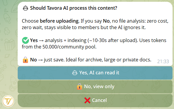 "AI on/off" step in the upload