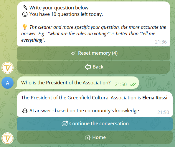 Answer in private chat