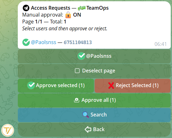 Pending join requests with Accept/Reject actions
