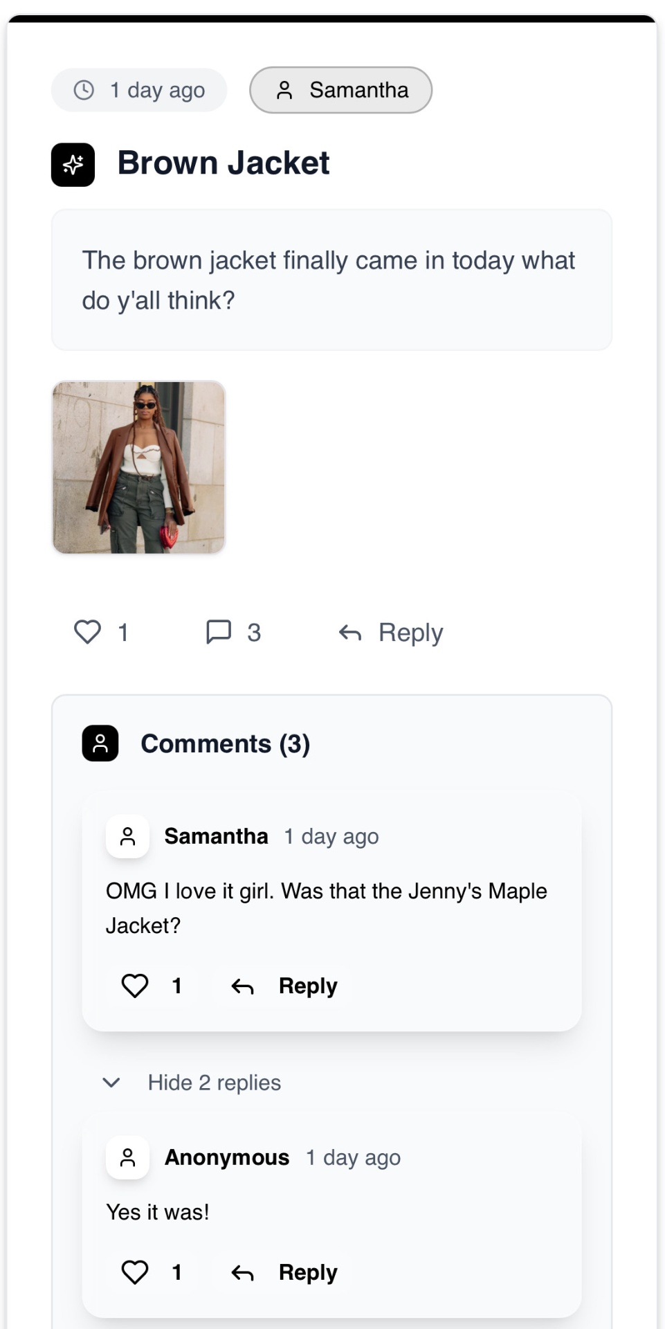 Jenny's Boutique community board